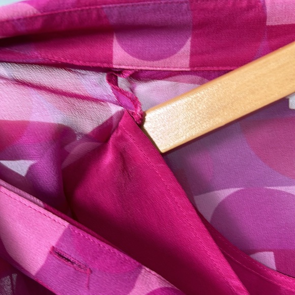 Vintage Pink Silk Long Sleeve Sheer Silk lined shirt size Large - Picture 12 of 14